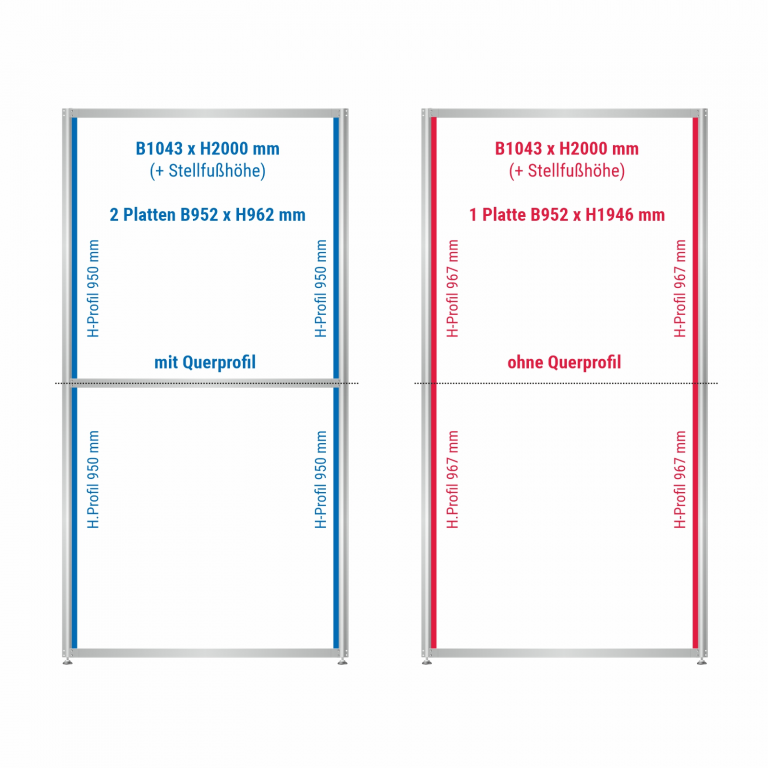H-Profile Modulhöhe 2000 mm