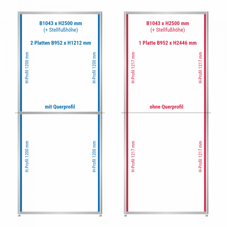 H-Profile Modulhöhe 2500 mm