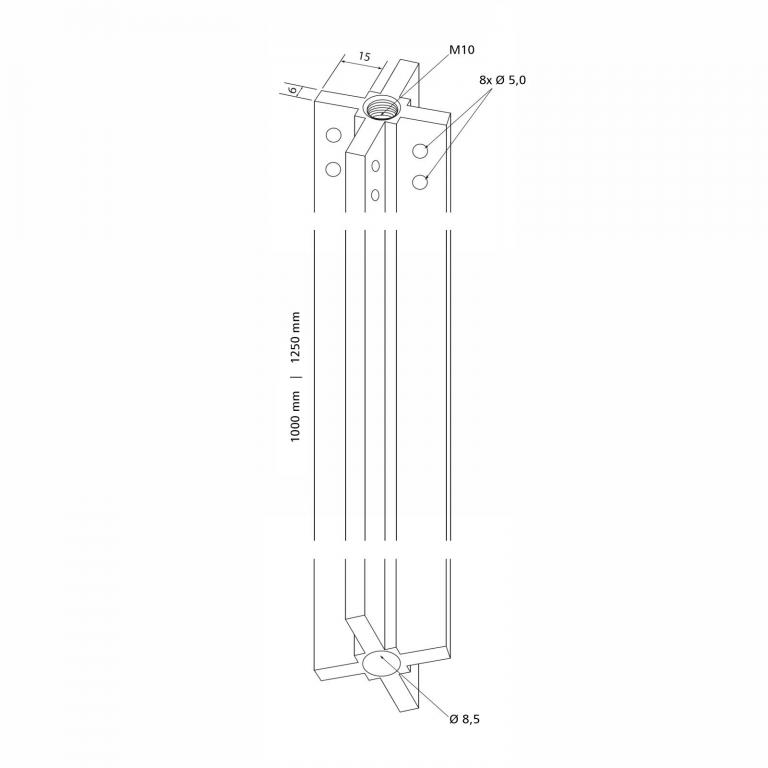 Flexi-Long Stangenprofil mit Bohrungen, Abmessungen