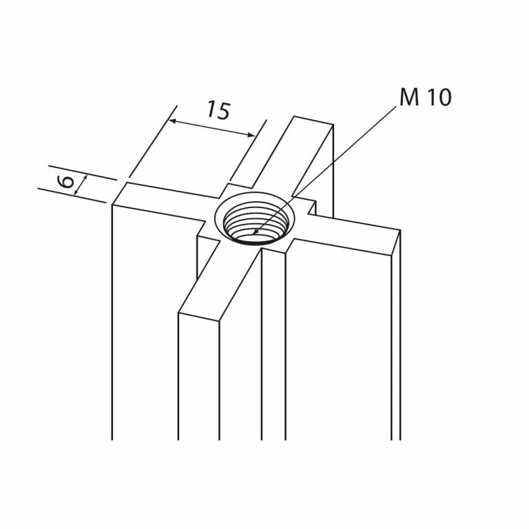 Flexi-Long Stangenprofil mit beidseitigem Gewinde M10, ohne Bohrungen