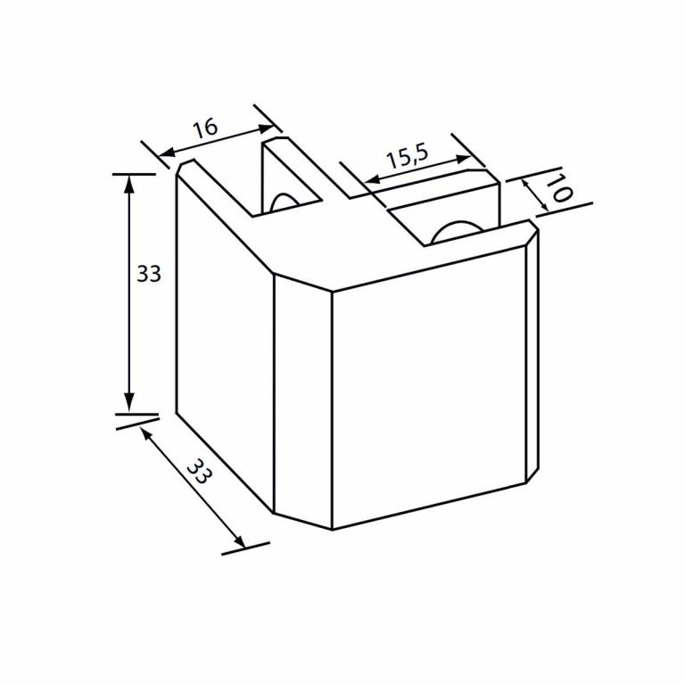 Verbinder 90° 8-10 mm Abmessungen