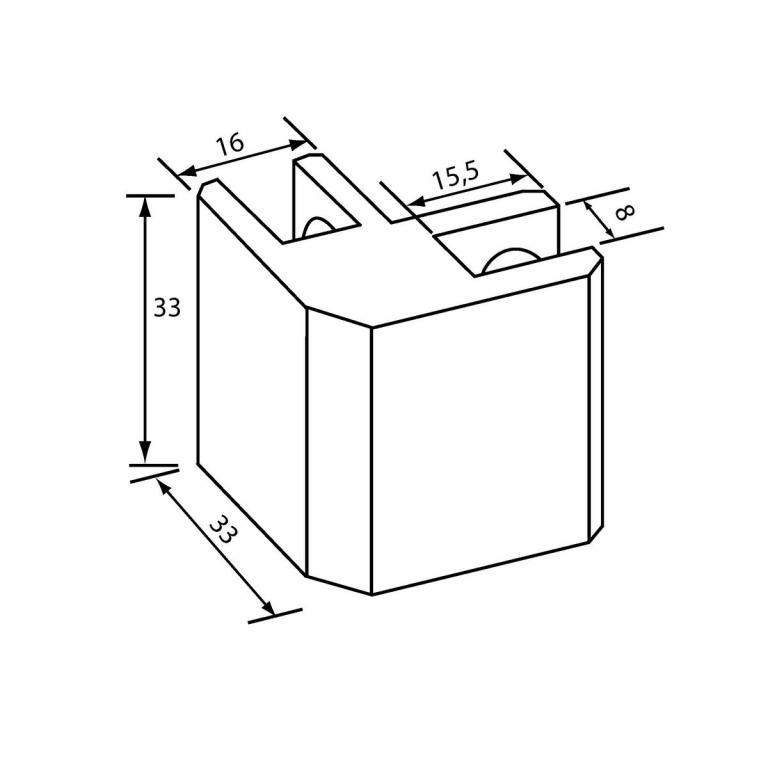 Verbinder 90° 3-8 mm Abmessungen