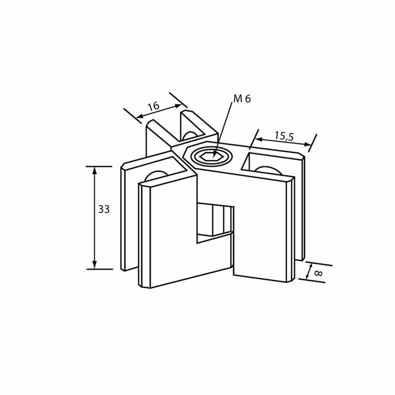 Dreier-Verbinder beweglich 3-8 mm Abmessungen