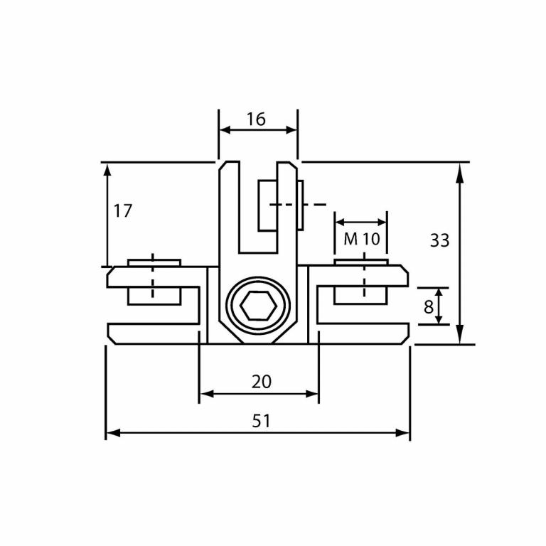 Dreier-Verbinder starr 3-8 mm Abmessungen