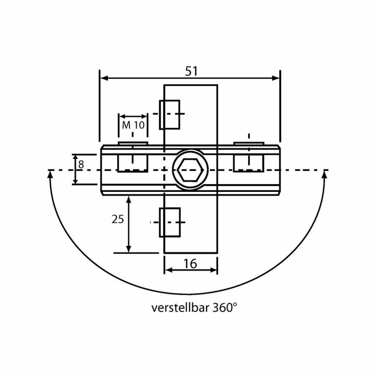 Horizontal-Vertikal-Verbinder 3-8 mm Abmessungen