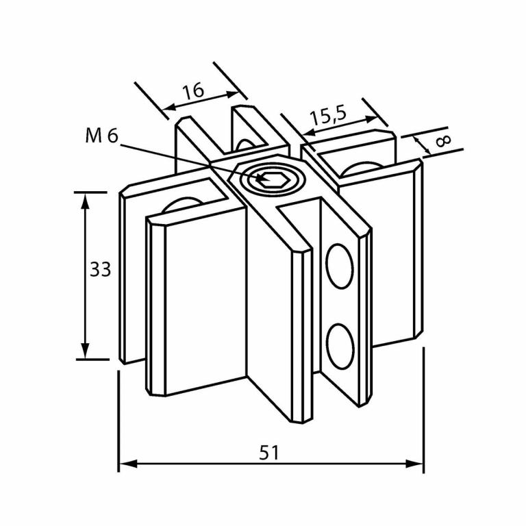 Kreuzverbinder 3-8 mm Abmessungen