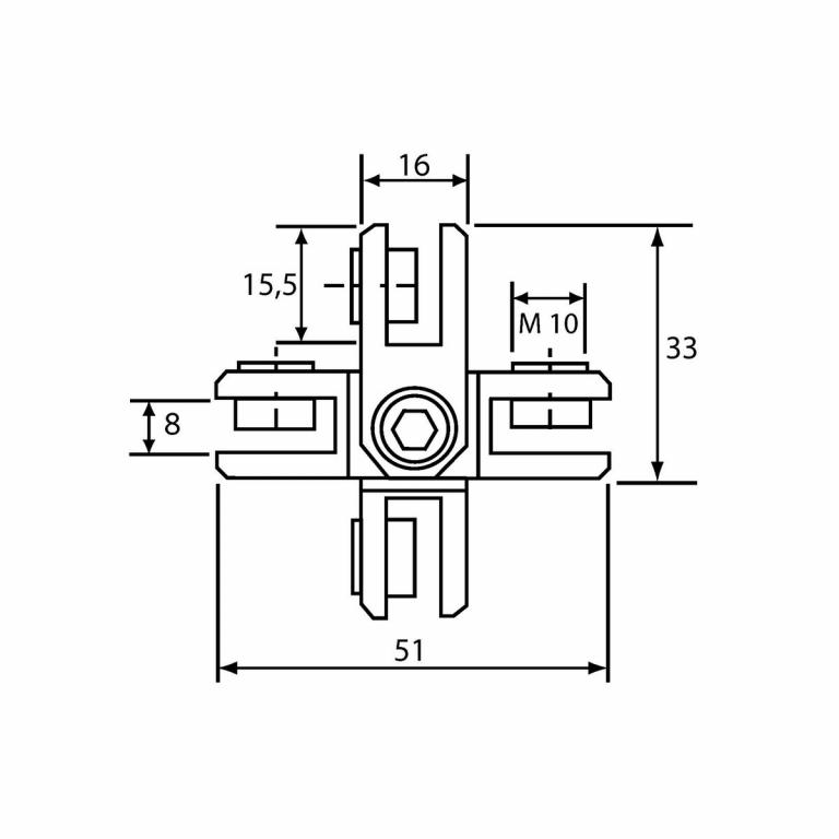 Kreuzverbinder 3-8 mm Abmessungen
