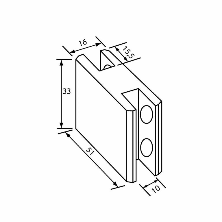 Mittelverbinder 180° 8-10 mm Abmessungen