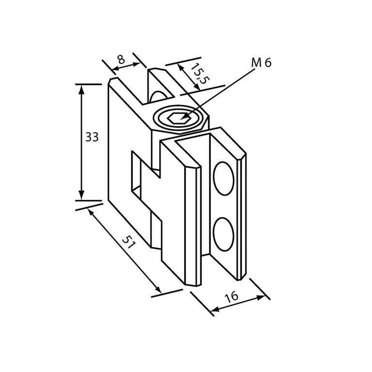Scharnier 3-8 mm Abmessungen