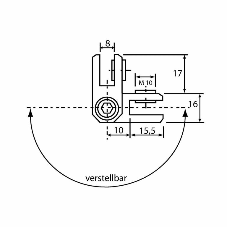 Scharnier 3-8 mm Abmessungen
