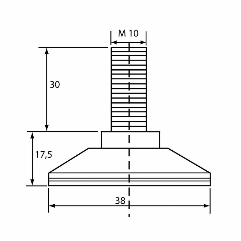 Stellfuß M10 x 30 mm Abmessungen